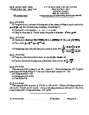 Đề thi học sinh giỏi cấp huyện Hoài Nhơn năm học 2014 2015 môn thi Toán 7